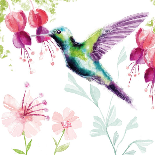 4 x Paper Napkins - Hummingbird - Ideal for Decoupage / Napkin Art