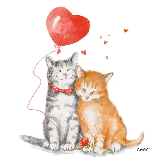 PaperProducts Design Pack of 20 Paper Napkins / Serviettes - Cat Love - 33cm x 33cm - 3 Ply