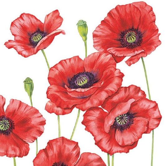 4 x Paper Napkins - Romantic Poppy - Ideal for Decoupage / Napkin Art