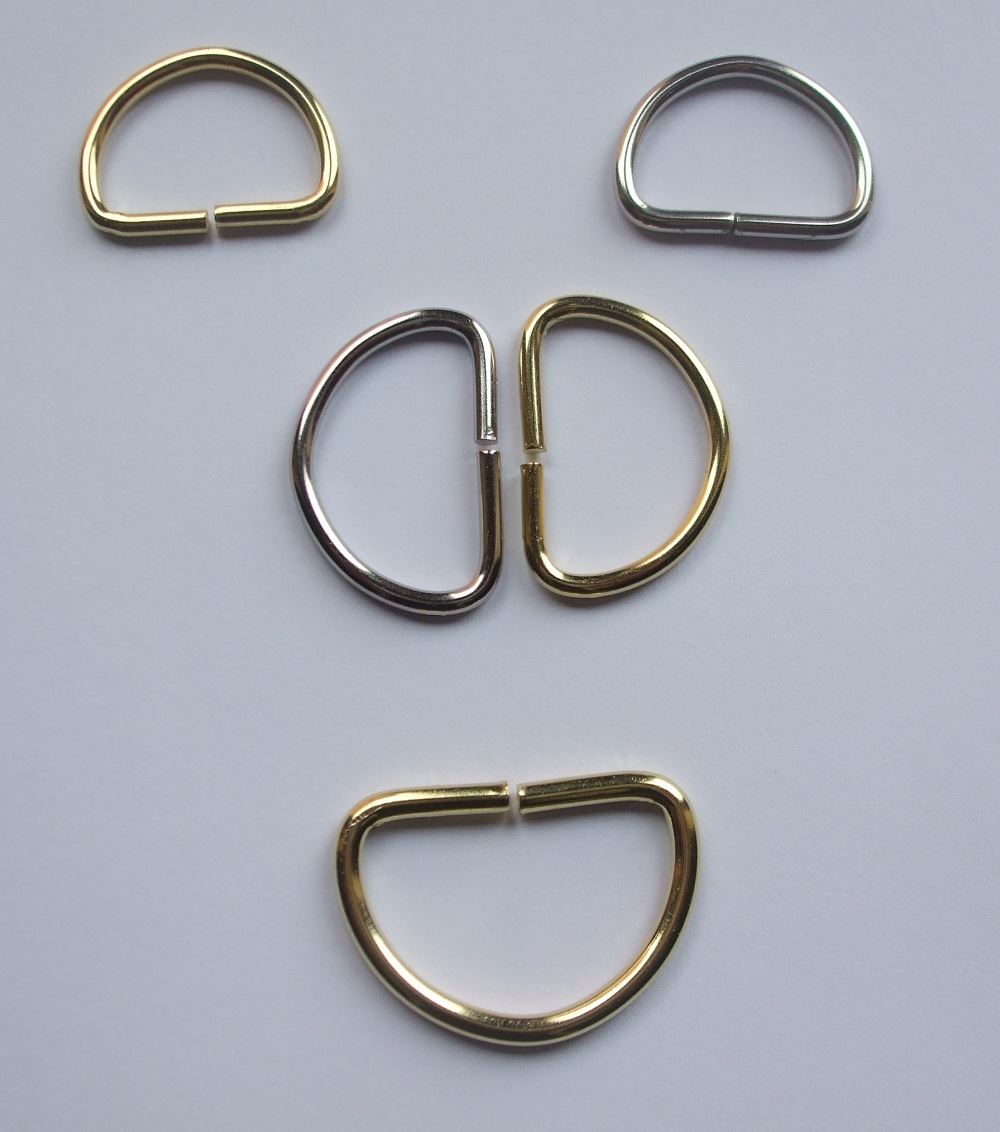 Pack of 10 D-Rings  - Ideal for handbags etc. Choice of colour & Size