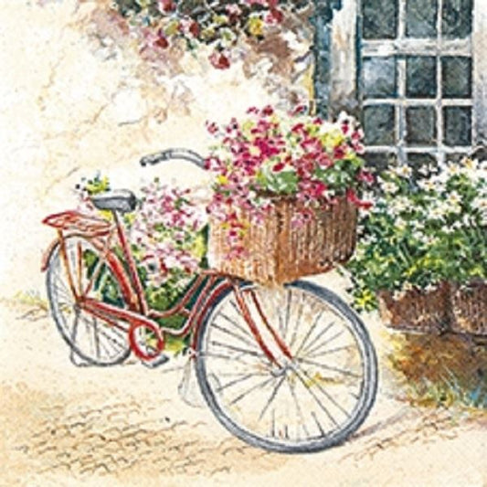 4 x Paper Napkins - Flower Bike - Ideal for Decoupage / Napkin Art