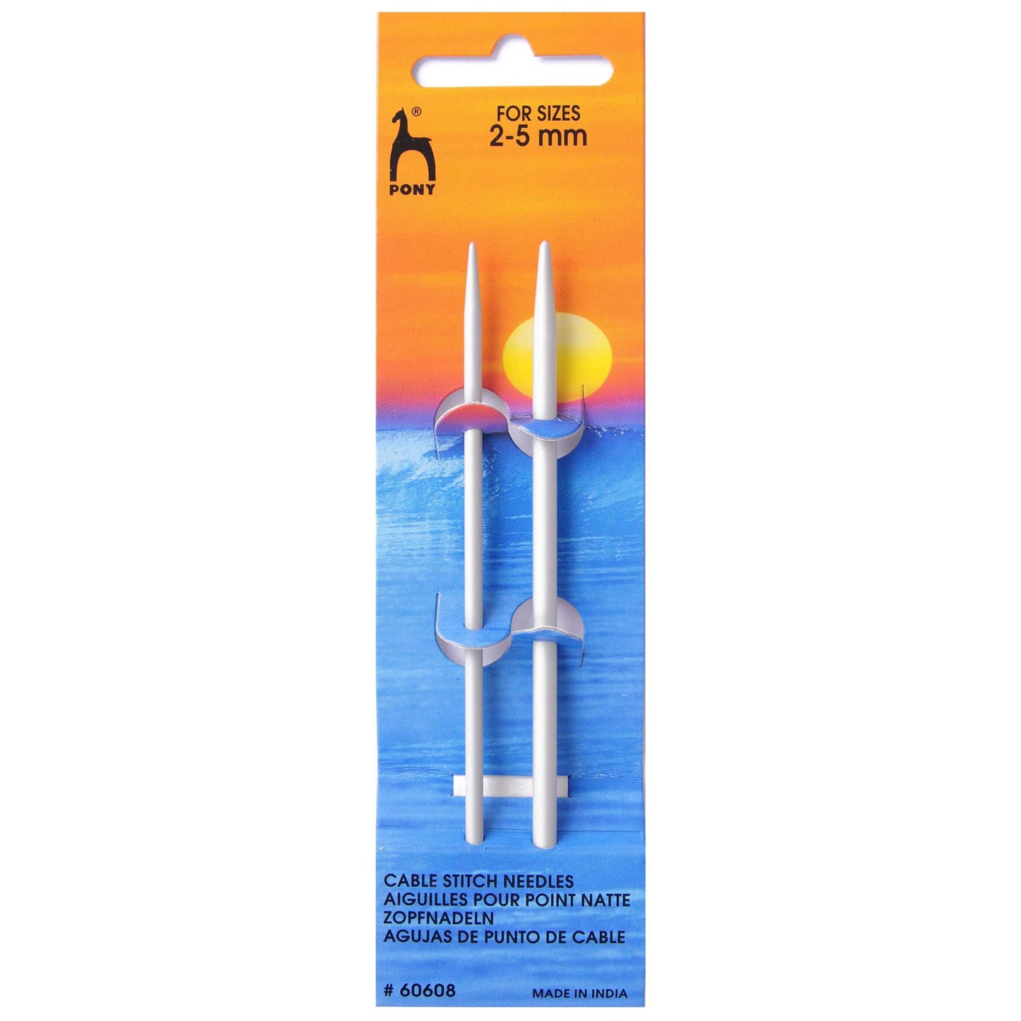 Pony Aluminium Straight Cable Stitch Needles P60608 Pack of 2 needles 2-5mm