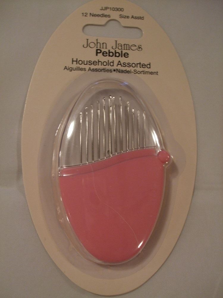 John James Pebble Needle Set - Set of 12 Assorted Household Needles In Vivacious Pink Pebble