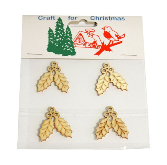 Craft For Occasions "Craft For Christmas" Embellishments - Pack of 4 Hollies - C1475