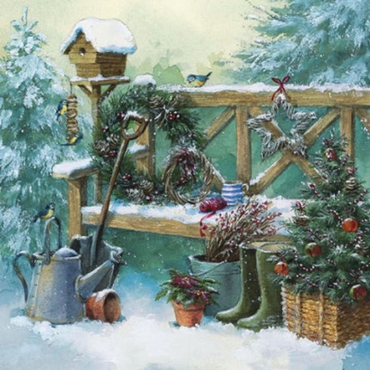 4 x Paper Napkins - Winter Gardening - Ideal for Decoupage / Napkin Art