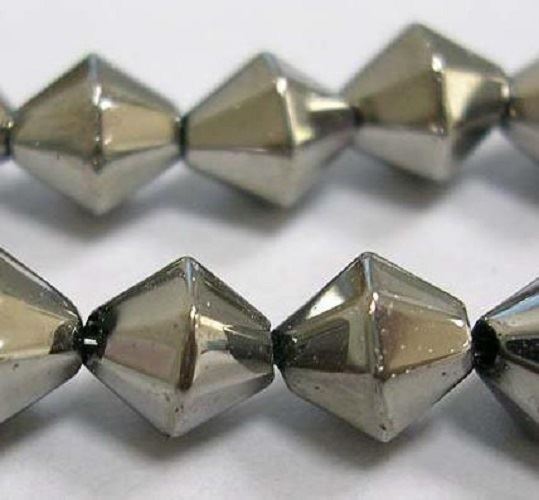 Silver Plated Glass Bicones - 6mm - Approx 50 beads