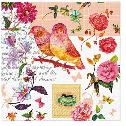 4 x Paper Napkins - Floral Poetry - Ideal for Decoupage / Napkin Art