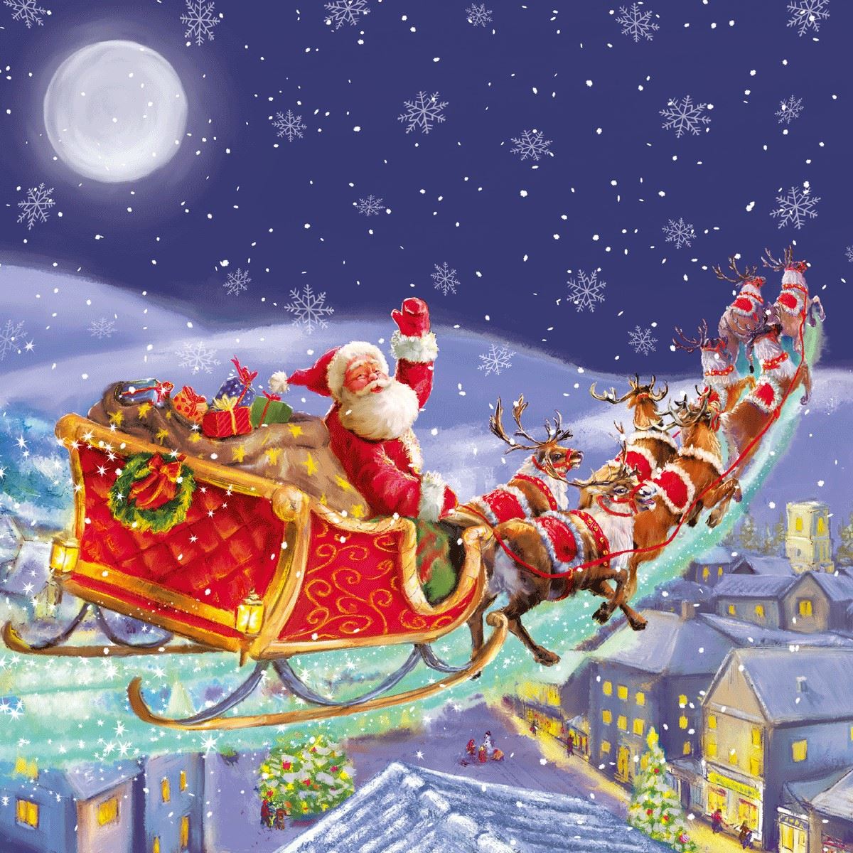 4 x Paper Napkins - Santa is Coming - Ideal for Decoupage / Napkin Art