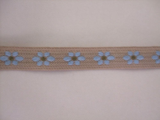 2 Metres of Berties Bows Forest Collection Ribbon - 9mm - Blue Flowers