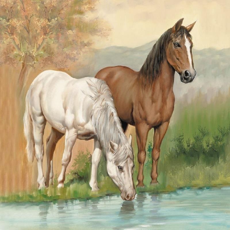 4 x Paper Napkins - Horses - Ideal for Decoupage / Napkin Art