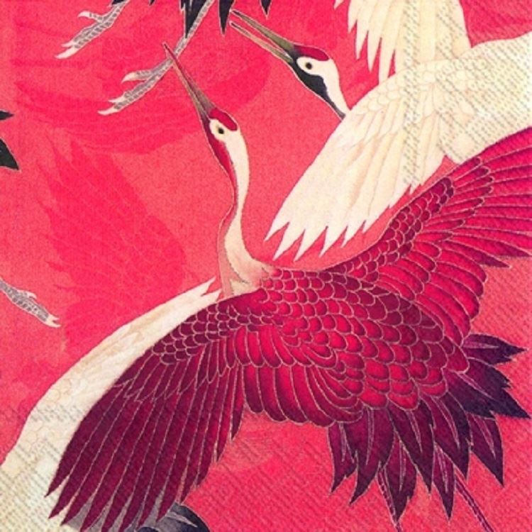 4 x Paper Napkins - Cranes in Flight - Ideal for Decoupage / Napkin Art