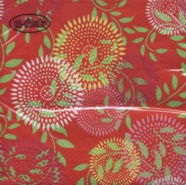 Ti-Flair Pack of 20 Napkins / Serviettes - Red Retro Circle - 33cm x 33cm - 3ply -