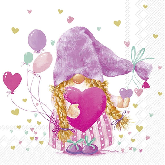 4 x Paper Napkins - Alice Gnome - Ideal for Decoupage / Napkin Art