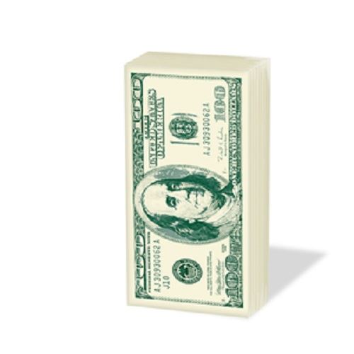 100 Dollars Novelty Paper Tissues Handbag Pocket Sized