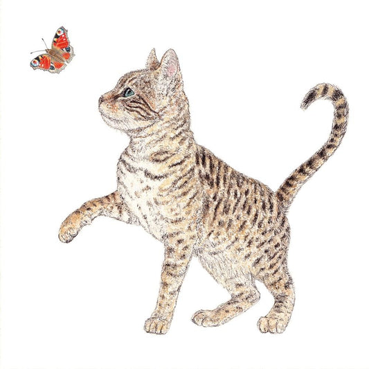 4 x Paper Napkins - Kitten & Butterfly - Ideal for Decoupage / Napkin Art