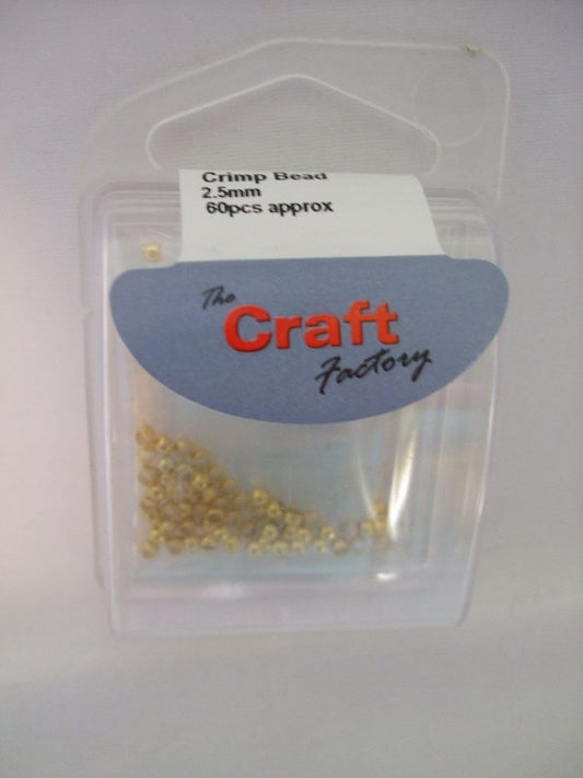 Craft Factory Gold Plated Crimp Beads - 2.5mm - Approx 60 Beads