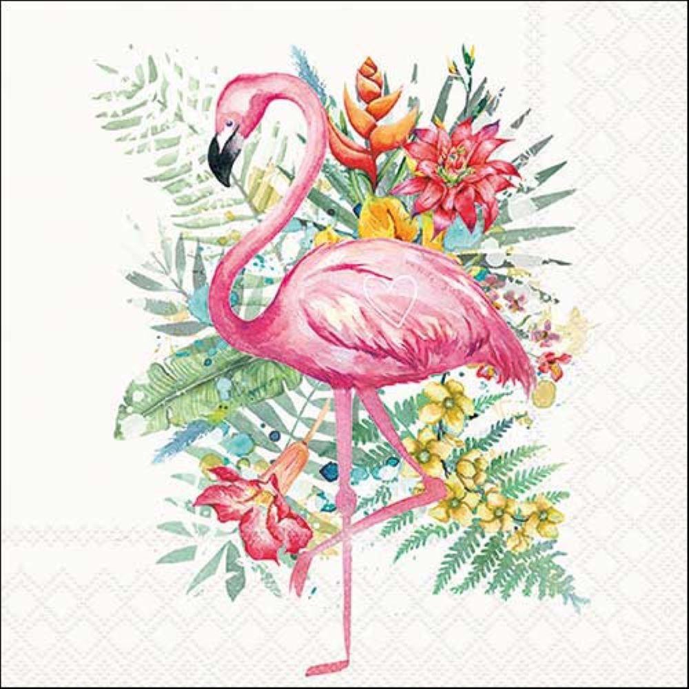 4 x Paper Napkins - Tropical Flamingo - Ideal for Decoupage / Napkin Art