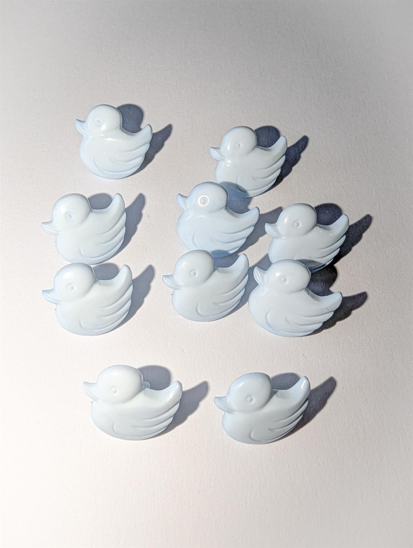 Pack of 10 Baby Blue Duck Buttons 14mm x 12mm with shank