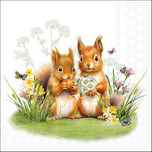 4 x Paper Napkins - Little Squirrels - Ideal for Decoupage / Napkin Art
