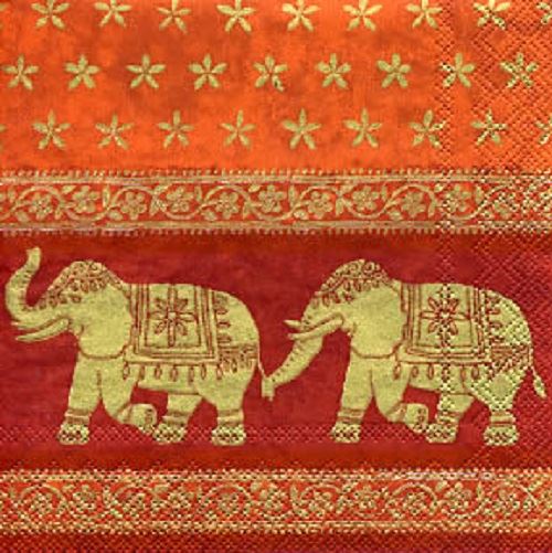 4 x Paper Napkins - Indian Elephants - Ideal for Decoupage / Napkin Art