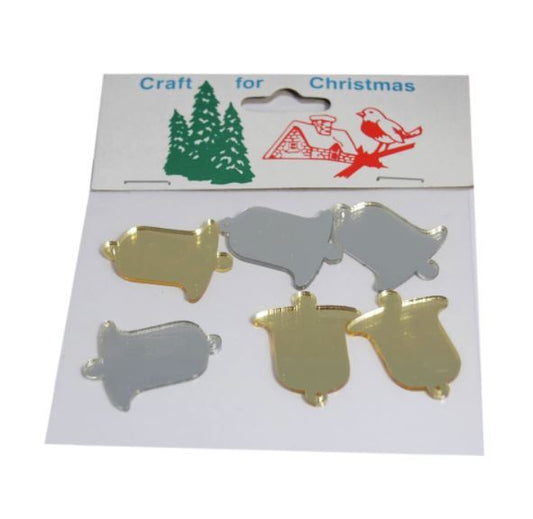 Craft For Occasions "Craft For Christmas" Embellishments - Pack of 6 Mirror Bells - C1415