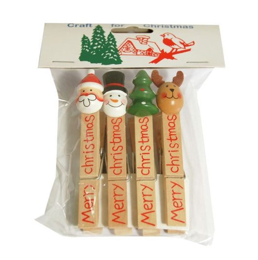 Craft For Occasions "Craft For Christmas" Embellishments - Pack of 4 Christmas Pegs - C1468