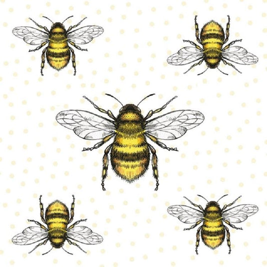 4 x Paper Napkins - Bees - Ideal for Decoupage / Napkin Art