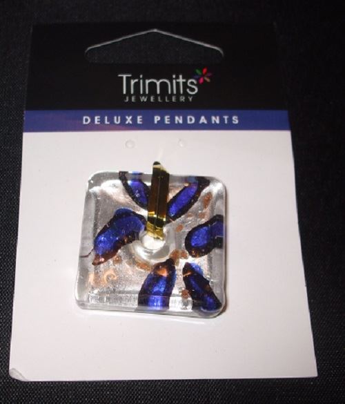 Trimits Glass Pendant - Silver / Blue Square