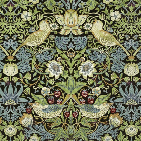 IHR Pack of 20 Paper Napkins / Serviettes - Strawberry Thief Black (William Morris) - 33cm x 33cm - 3 Ply