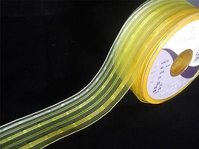 2m of Berisfords Yellow Stripe Ribbon - 40mm wide