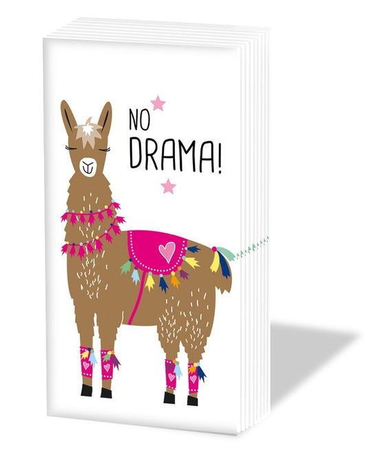 No Drama Llama - Novelty Paper Tissues Handbag / Pocket Sized