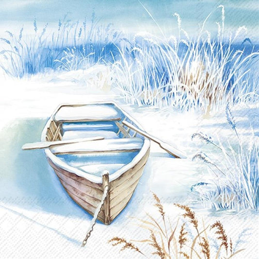 4 x Paper Napkins - Boat in Ice - Ideal for Decoupage / Napkin Art