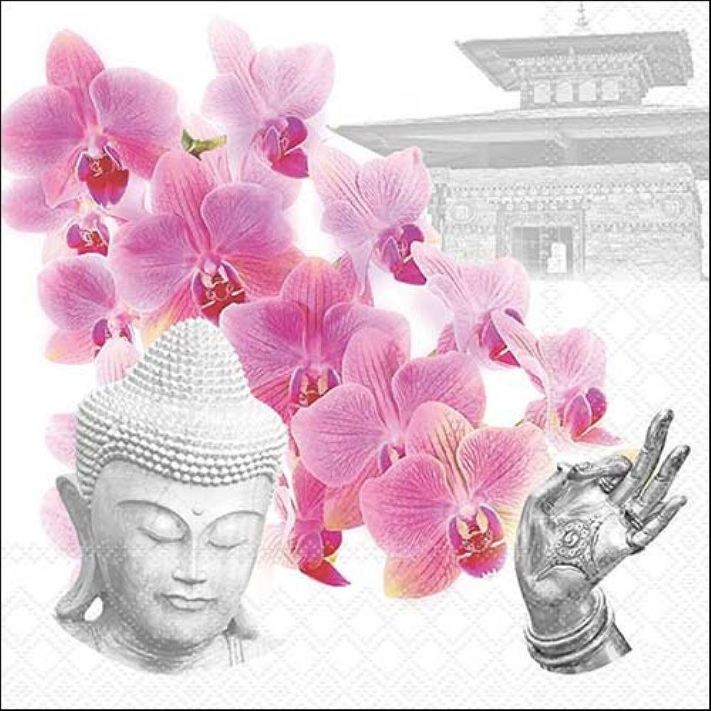 4 x Paper Napkins - Orchids of Buddha - Ideal for Decoupage / Napkin Art
