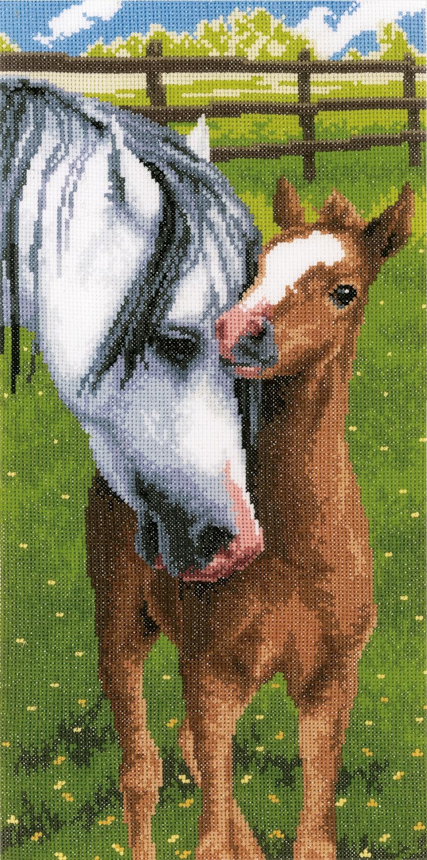 Counted Cross Stitch Kit by Vervaco - Horse & Foal - 20 x 40cm