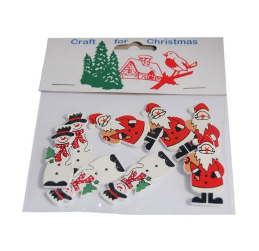 Craft For Occasions "Craft For Christmas" Embellishments - Pack of 8 Snowman/Santa Assortment - C1422