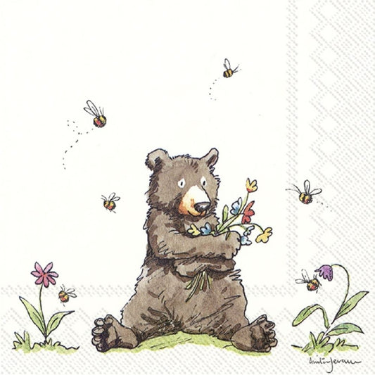 4 x Paper Napkins - Honey Bear - Ideal for Decoupage / Napkin Art