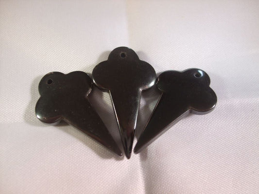 Pack of 3 Hematite Pendants - Large Ice Cream - 30mm x 18mm