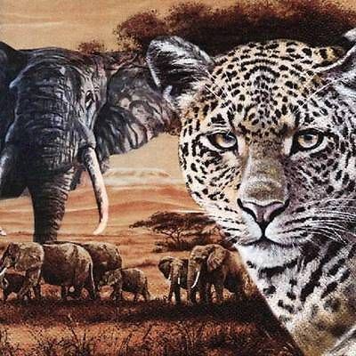 4 x Paper Napkins - Safari Collage - Ideal for Decoupage / Napkin Art