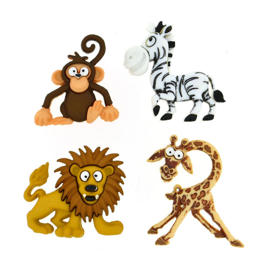 Silly Safari - Animal Shaped Novelty Craft Buttons / Embellishments by Dress It Up