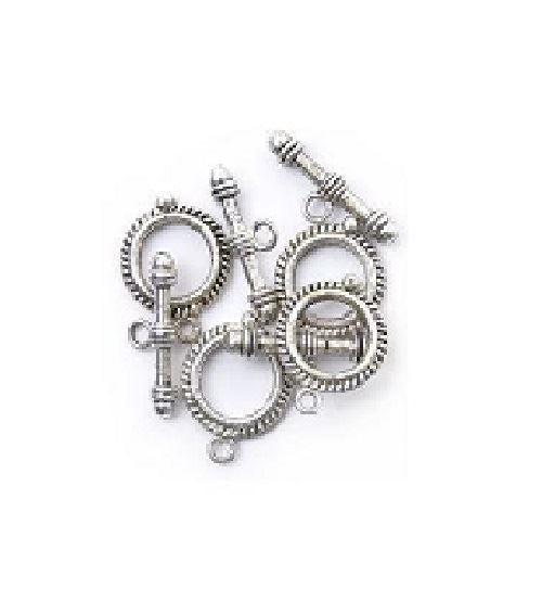 Craft Factory Silver Plated Toggle Clasps - Twisted Rope - Pack of 4 Sets