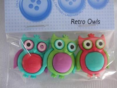 Retro Owls - Dress It Up Novelty Craft Buttons