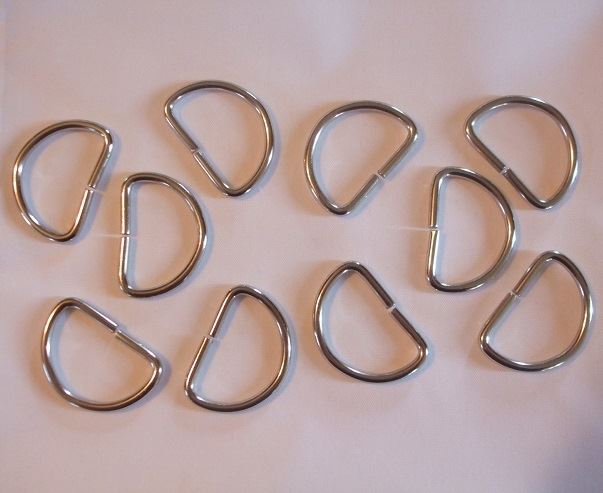 Pack of 10 D-Rings  - Ideal for handbags etc. Choice of colour & Size