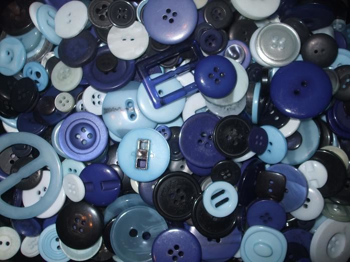 50g of Mixed Buttons - Blue