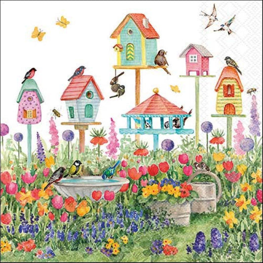 4 x Paper Napkins - Birdhouses - Ideal for Decoupage / Napkin Art
