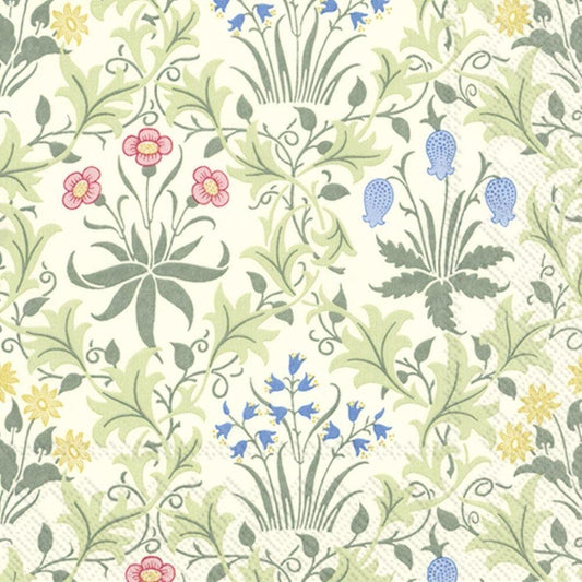 IHR Pack of 20 Paper Napkins / Serviettes - Celandine (William Morris) - 33cm x 33cm - 3 Ply