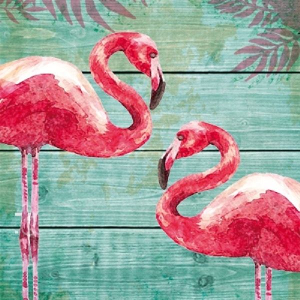 4 x Paper Napkins - Summer Flamingos - Ideal for Decoupage / Napkin Art