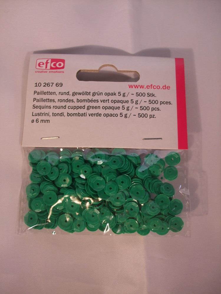 Efco 6mm Matt Cupped Sequins 5g (approx 500 pcs) - Green