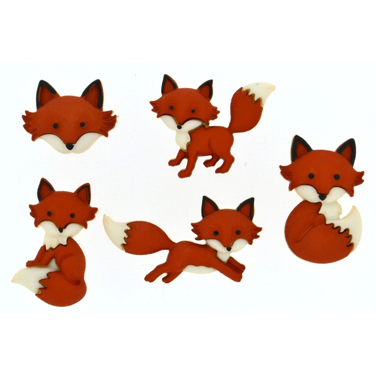 Outfoxed - Fox Shaped Novelty Craft Buttons / Embellishments by Dress It Up