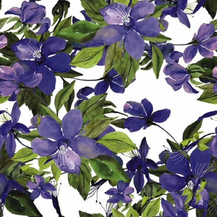 4 x Paper Napkins - Flowering Clematis Lilac - Ideal for Decoupage / Napkin Art