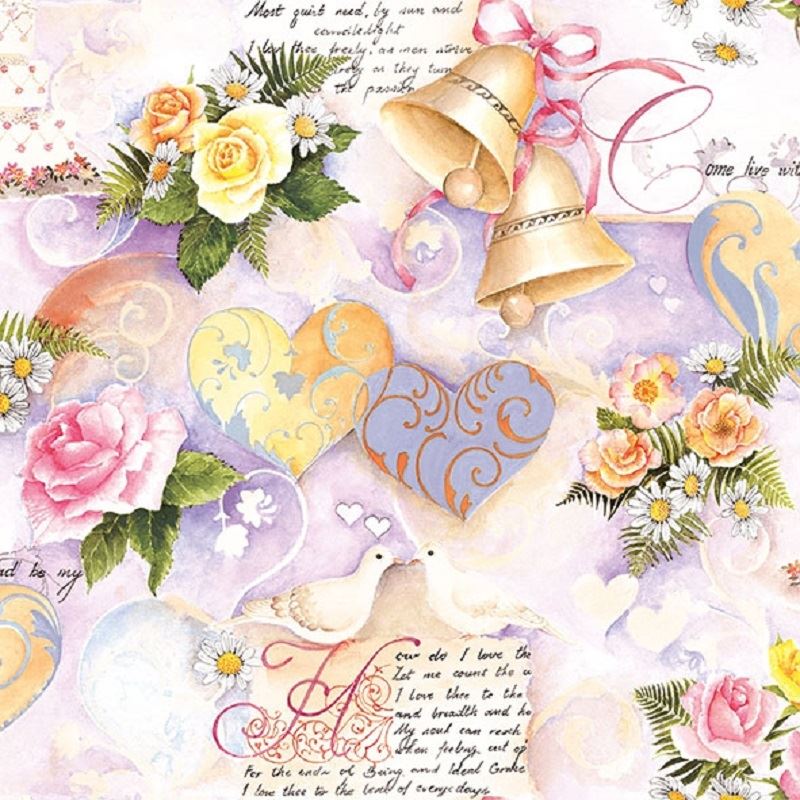 4 x Paper Napkins - Wedding Bells  - Ideal for Decoupage / Napkin Art